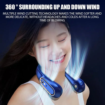 Bladeless Neck Fan with Digital Display – USB Rechargeable, 3-Speed Portable Air Cooler