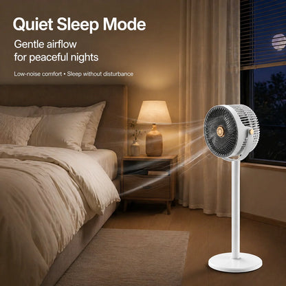 3-in-1 Modern Air Circulator Fan 5 Speeds 4 Heights Quiet Portable Pedestal Stand Fan USB-C for Home Bedroom Office RV Camping