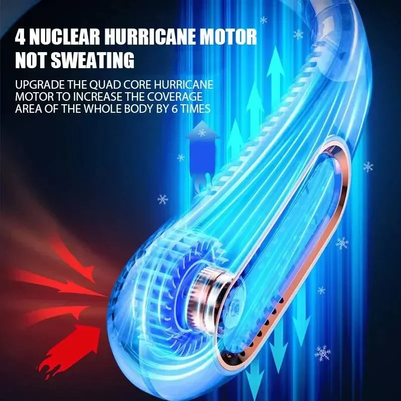 Bladeless Neck Fan with Digital Display – USB Rechargeable, 3-Speed Portable Air Cooler