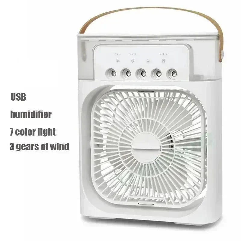 3-in-1 Portable Air Cooler Fan – Humidifier, Fan & AC with 7-Color LED & 600ml Tank
