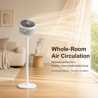 3-in-1 Modern Air Circulator Fan 5 Speeds 4 Heights Quiet Portable Pedestal Stand Fan USB-C for Home Bedroom Office RV Camping