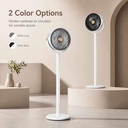 3-in-1 Modern Air Circulator Fan 5 Speeds 4 Heights Quiet Portable Pedestal Stand Fan USB-C for Home Bedroom Office RV Camping