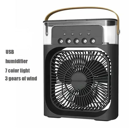 3-in-1 Portable Air Cooler Fan – Humidifier, Fan & AC with 7-Color LED & 600ml Tank